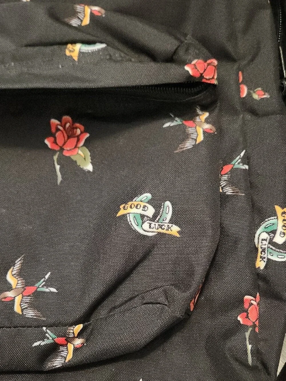 ​JanSport SuperBreak Traditional Tattoo Flash Print Backpack | Rose Swallow Good